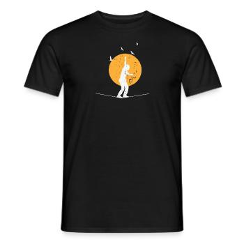 Slackline with moon in the background - Men's T-Shirt - black - Front - AI Model Male 178 light (178cm)