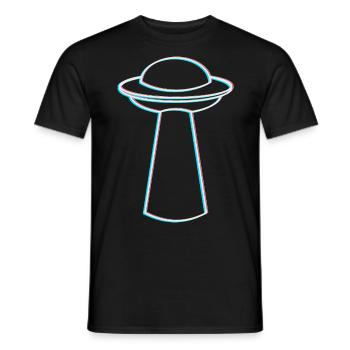 UFO Glitch – Ambiance rave et techno - T-shirt homme - noir - Devant - AI Model Male 178 light (178cm)