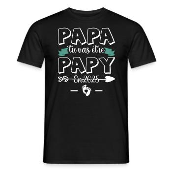 Futur Grand Père Papa Tu Vas Être Papy 2025 - T-shirt homme - noir - Devant - AI Model Male 178 light (178cm)