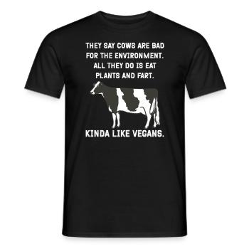They say cows are bad for the environment. All - Men's T-Shirt - black - Front - AI Model Male 178 light (178cm)