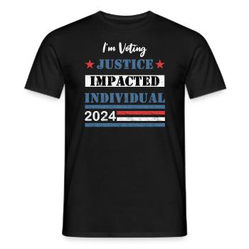 Je vote - Particulier touché par la justice - 2024 - T-shirt homme - noir - Devant - AI Model Male 178 light (178cm)