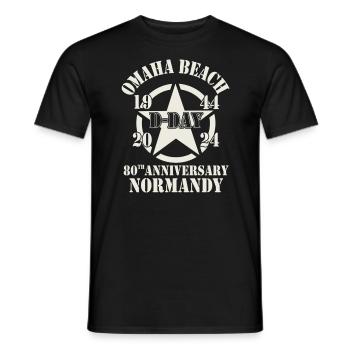 Omaha Beach 1944 D-Day 2024 80e anniversaire - T-shirt homme - noir - Devant - AI Model Male 178 light (178cm)
