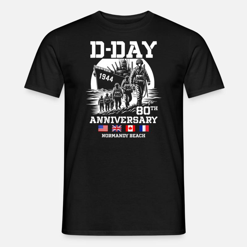 Normandy Beach Landing Commemorative D-Day 80th - Men’s T-shirt - black