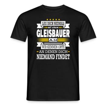 Leg Dich Niemals Mit Einem Gleisbauer An Eisenbahn - Männer T-Shirt - Schwarz - Vorne - AI Model Male 178 light (178cm)