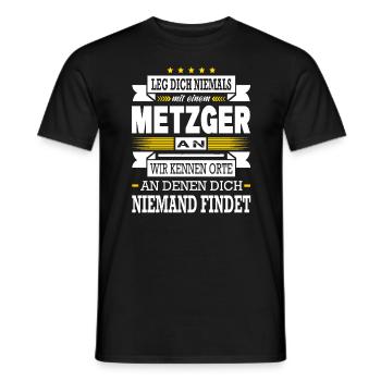 Leg Dich Niemals Mit Einem Metzger An Meister - Männer T-Shirt - Schwarz - Vorne - AI Model Male 178 light (178cm)