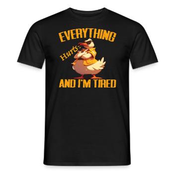 Everything Hurts And I'm Tired, Ducks Lover - Duck - Men's T-Shirt - black - Front - AI Model Male 178 light (178cm)