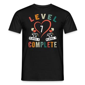 Level 7 Complete 7th Anniversary 7 Year Old Wedding - Men's T-Shirt - black - Front - AI Model Male 178 light (178cm)