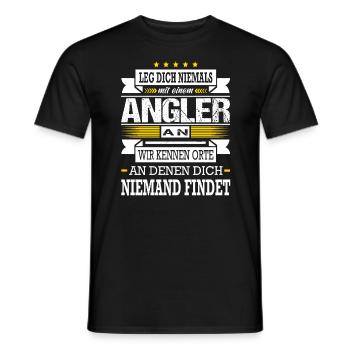 Leg Dich Niemals Mit Einem Angler An Angeln - Männer T-Shirt - Schwarz - Vorne - AI Model Male 178 light (178cm)