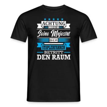 Achtung Seine Majestät Der Staplerfahrer Spruch - Männer T-Shirt - Schwarz - Vorne - AI Model Male 178 light (178cm)