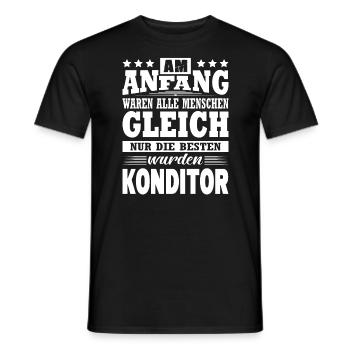 Am Anfang Waren Alle Menschen Gleich Konditor - Männer T-Shirt - Schwarz - Vorne - AI Model Male 178 light (178cm)