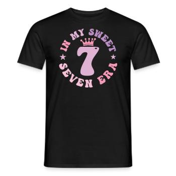 In My Sweet Seven Era 7th Birthday groovy 7th - Men's T-Shirt - black - Front - AI Model Male 178 light (178cm)