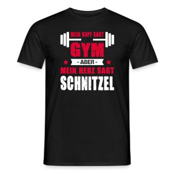 Mein Kopf Sagt Gym Aber Mein Herz Sagt Schnitzel - Männer T-Shirt - Schwarz - Vorne - AI Model Male 178 light (178cm)