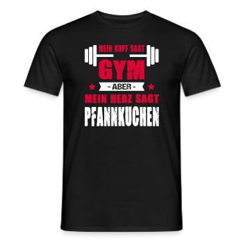 Mein Kopf Sagt Gym Aber Mein Herz Sagt Pfannkuchen - Männer T-Shirt - Schwarz - Vorne - AI Model Male 178 light (178cm)