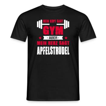 Mein Kopf Sagt Gym Mein Herz Sagt Apfelstrudel - Männer T-Shirt - Schwarz - Vorne - AI Model Male 178 light (178cm)