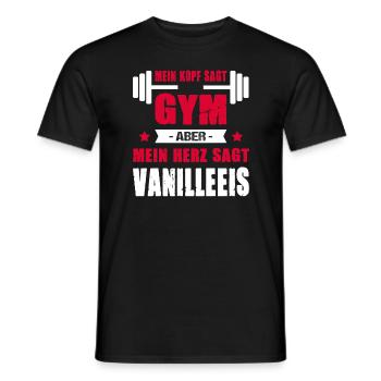 Mein Kopf Sagt Gym Aber Mein Herz Sagt Vanilleeis - Männer T-Shirt - Schwarz - Vorne - AI Model Male 178 light (178cm)