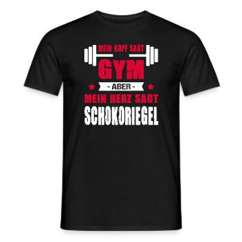 Mein Kopf Sagt Gym Mein Herz Sagt Schokoriegel - Männer T-Shirt - Schwarz - Vorne - AI Model Male 178 light (178cm)