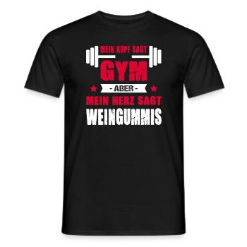 Mein Kopf Sagt Gym Aber Mein Herz Sagt Weingummis - Männer T-Shirt - Schwarz - Vorne - AI Model Male 178 light (178cm)