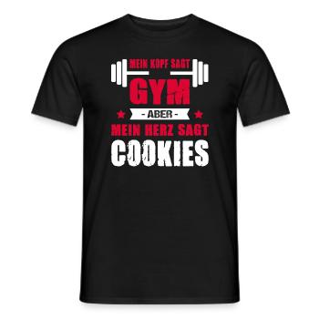 Mein Kopf Sagt Gym Mein Herz Sagt Cookies Cheatday - Männer T-Shirt - Schwarz - Vorne - AI Model Male 178 light (178cm)