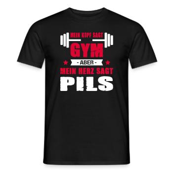 Mein Kopf Sagt Gym Aber Mein Herz Sagt Pils Bier - Männer T-Shirt - Schwarz - Vorne - AI Model Male 178 light (178cm)