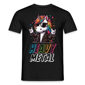 Heavy Metal Einhorn Süßes Einhorn Einschulung - Männer T-Shirt - Schwarz - Vorne - AI Model Male 178 light (178cm)