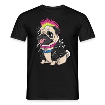 Mops Hundehalter Mops Punk Punker - Männer T-Shirt - Schwarz - Vorne - AI Model Male 178 light (178cm)