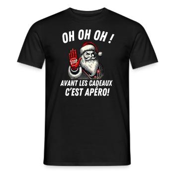 Merry Christmas 2024 Santa Claus Apéro - Men's T-Shirt - black - Front - AI Model Male 178 light (178cm)