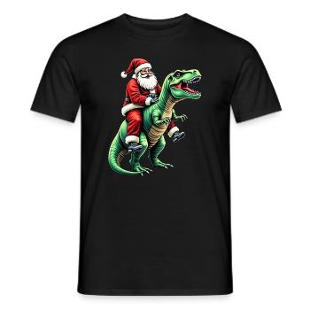 Weihnachtsmann auf Dinosaurier - Männer T-Shirt - Schwarz - Vorne - AI Model Male 178 light (178cm)