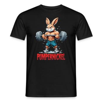 Pumpernickel - Rabbit in strength training - Men's T-Shirt - black - Front - AI Model Male 178 light (178cm)