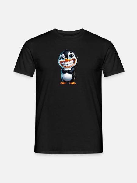 Cute grinning penguin cartoon - Men's T-Shirt - black