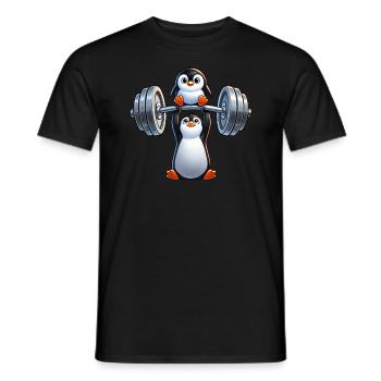 Cute Penguin Fitness Dumbbell Comic Workout - Men's T-Shirt - black - Front - AI Model Male 178 light (178cm)