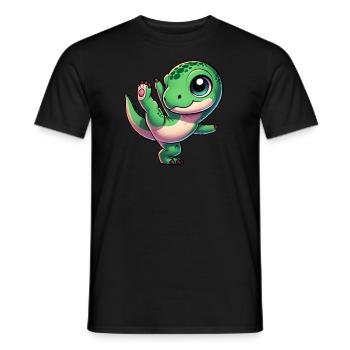 T-Rex dansant sur une jambe Dinosaure en équilibre - T-shirt homme - noir - Devant - AI Model Male 178 light (178cm)