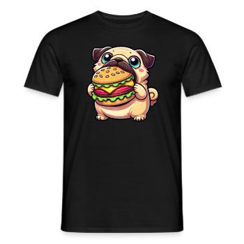Carlin Burger Amateur de restauration rapide Chien - T-shirt homme - noir - Devant - AI Model Male 178 light (178cm)