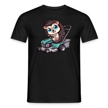 Hérisson sur tracteur horticulture entretien de pelouse - T-shirt homme - noir - Devant - AI Model Male 178 light (178cm)