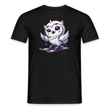 Schneeeule Skifahrer Wintersport Eule Winter - Männer T-Shirt - Schwarz - Vorne - AI Model Male 178 light (178cm)
