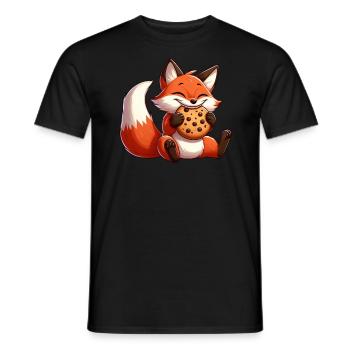 Comic Fuchs mit Keksen Süßigkeiten - Männer T-Shirt - Schwarz - Vorne - AI Model Male 178 light (178cm)