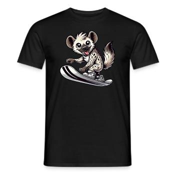 Hyena Snowboard Comic Winter Sports Holiday - Men's T-Shirt - black - Front - AI Model Male 178 light (178cm)