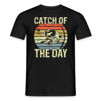 Fang des Tages: Fischliebhaber, Angler, Natur - Männer T-Shirt - Schwarz - Vorne - AI Model Male 178 light (178cm)