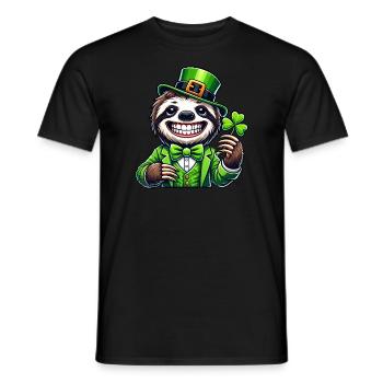 Mignon paresseux Trèfle de la Saint-Patrick Trèfle chanceux - T-shirt homme - noir - Devant - AI Model Male 178 light (178cm)