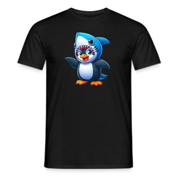 Lustiger Pinguin Hai Karneval Cartoon - Männer T-Shirt - Schwarz - Vorne - AI Model Male 178 light (178cm)