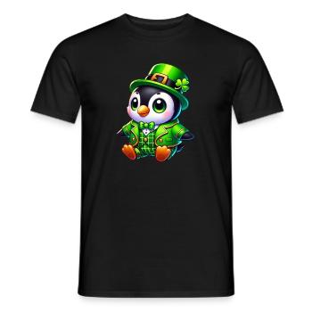 Dessin animé mignon du pingouin de Saint-Patrick - T-shirt homme - noir - Devant - AI Model Male 178 light (178cm)