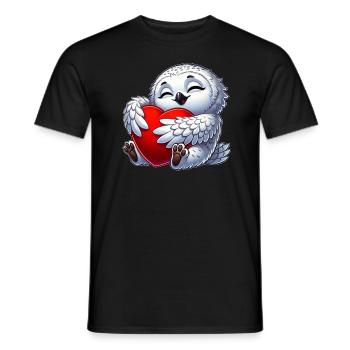 Verliebte Eule Schneeeule Herz Valentinstag - Männer T-Shirt - Schwarz - Vorne - AI Model Male 178 light (178cm)