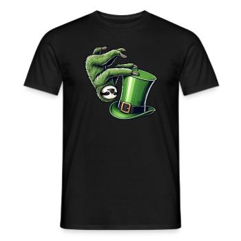 St. Patrick's Sloth Shamrock Handstand - Men's T-Shirt - black - Front - AI Model Male 178 light (178cm)