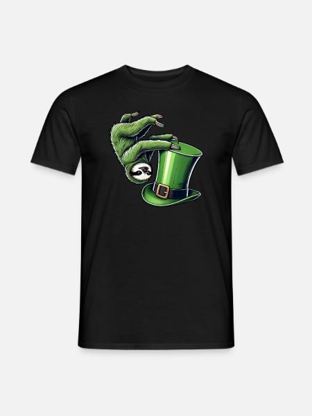 St. Patrick's Sloth Shamrock Handstand - Men's T-Shirt - black