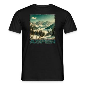 Aspen Colorado Skifahren Snowboard Winter Vintage - Männer T-Shirt - Schwarz - Vorne - AI Model Male 178 light (178cm)