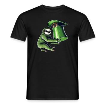 St. Patricks Day Faultier Zylinder Grün - Männer T-Shirt - Schwarz - Vorne - AI Model Male 178 light (178cm)