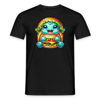 Cute Turtle Hamburger Whimsical Hat - Men's T-Shirt - black - Front - AI Model Male 178 light (178cm)