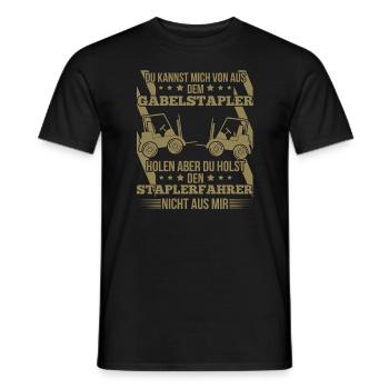 Staplerfahrer – Du kannst mich von der Baustelle - Männer T-Shirt - Schwarz - Vorne - AI Model Male 178 light (178cm)