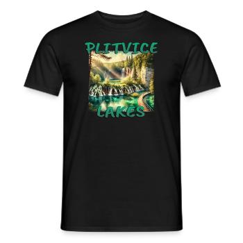 Plitvice Seen Kroatien Grunge Wasserfall - Männer T-Shirt - Schwarz - Vorne - AI Model Male 178 light (178cm)