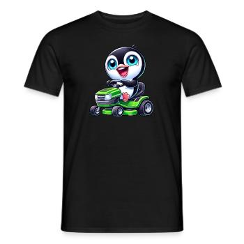Pingouin sur tracteur tondeuse à gazon horticulture - T-shirt homme - noir - Devant - AI Model Male 178 light (178cm)
