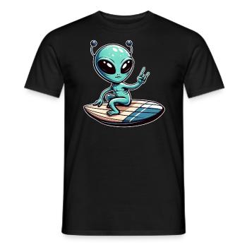 Alien Alien UFO Surfer Beach Summer Urla - Men's T-Shirt - black - Front - AI Model Male 178 light (178cm)